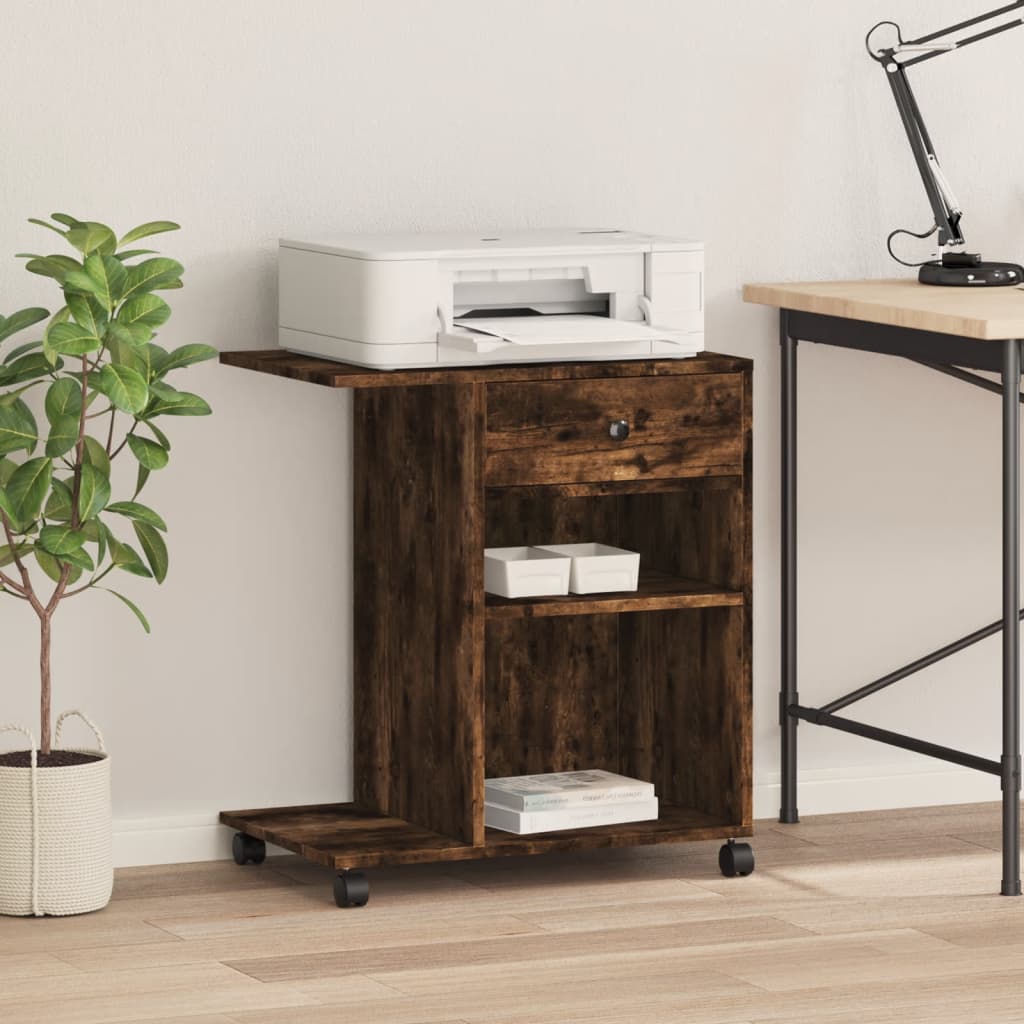 VidaXL Druckerschrank mit Rollen 60x40x68,5 cm geräucherte Eiche