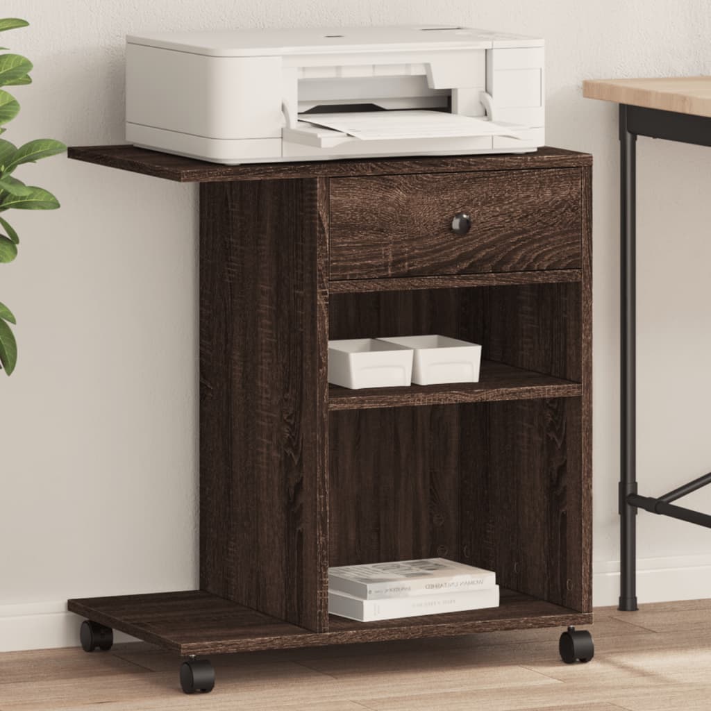 VidaXL Druckerschrank mit Rollen 60x40x68,5 cm braune Eiche