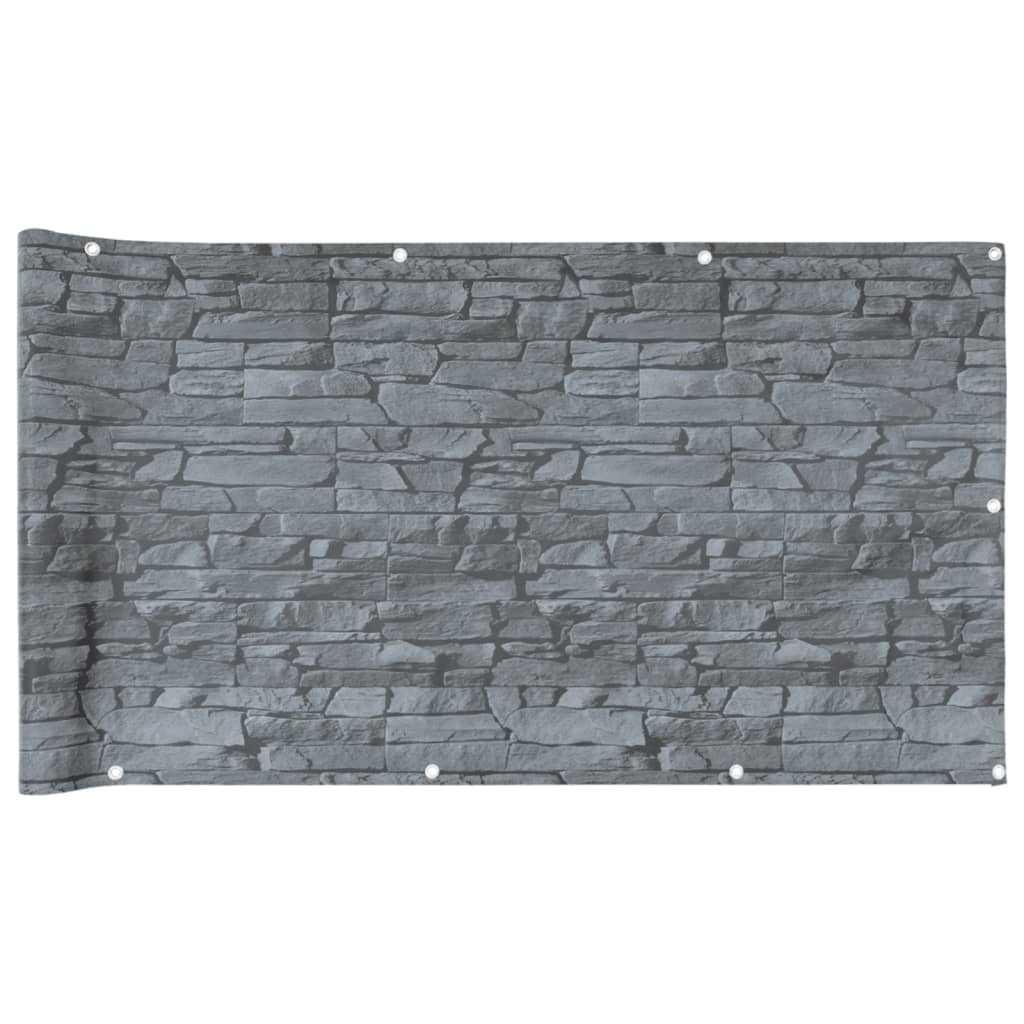 Vidaxx Balkonsichtschutz Steinmuster 600x75 cm PVC grau