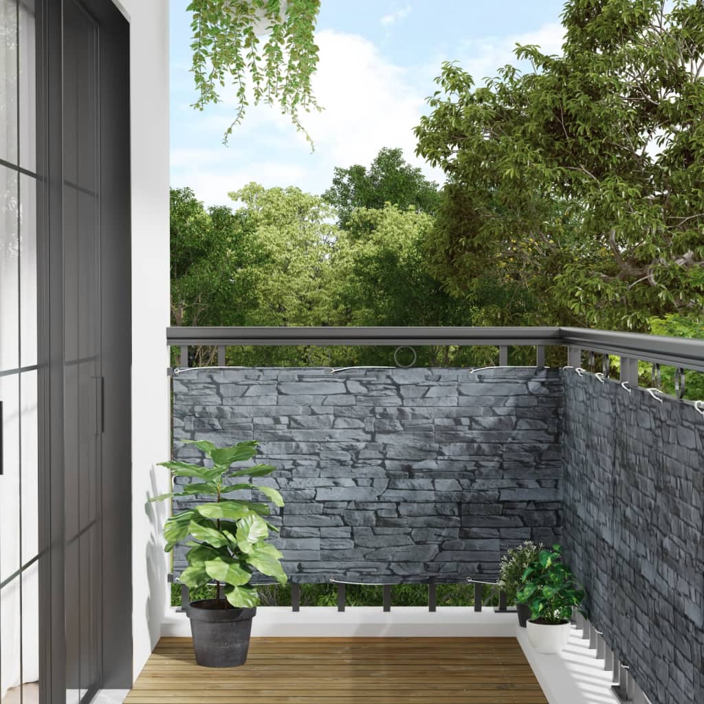 VidaXL Balkon-Sichtschutz Steinmuster 700x75 cm PVC grau