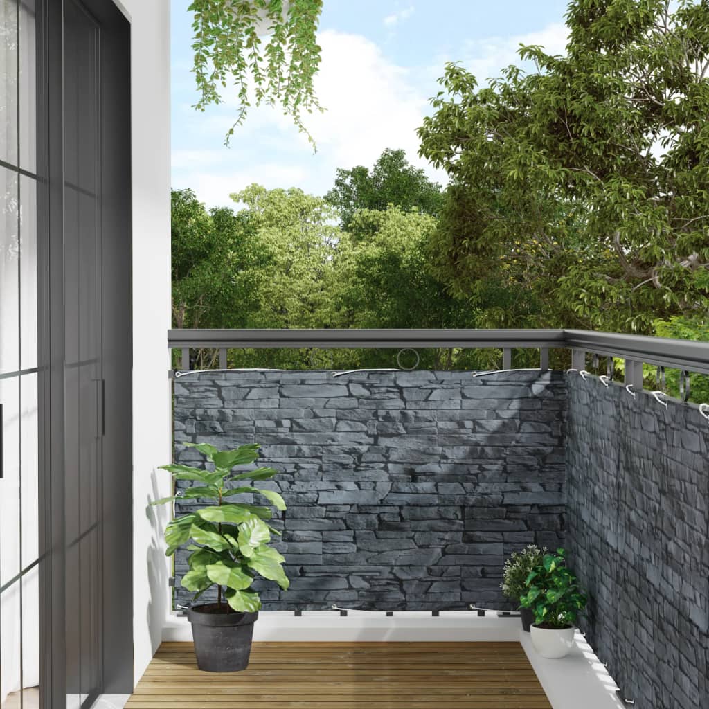 Vidaxx Balkonsichtschutz Steinmuster 500x90 cm PVC grau