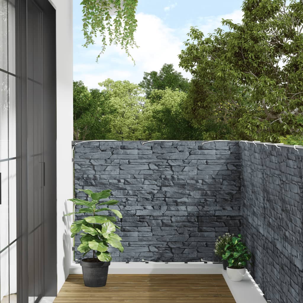 Vidaxx Balkonsichtschutz Steinmuster 300x120 cm PVC grau