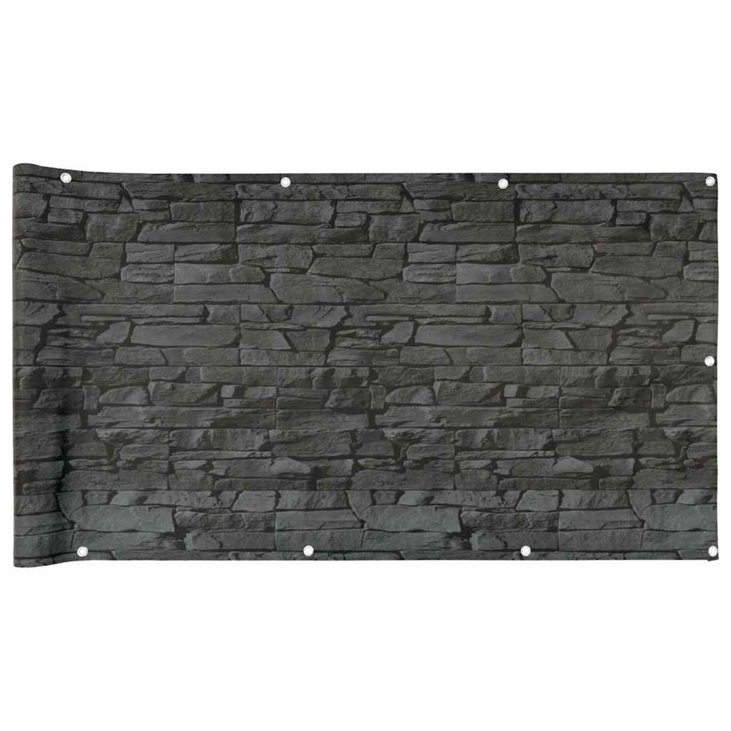 Vidaxx Balkonsichtschutz Steinmuster 600x120 cm PVC grau