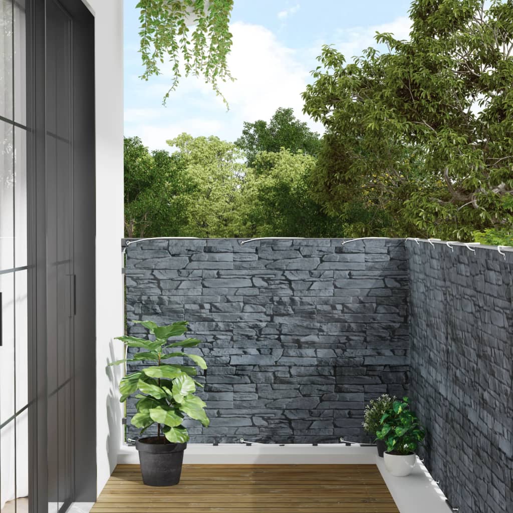 Vidaxx Balkonsichtschutz Steinmuster 800x120 cm PVC grau