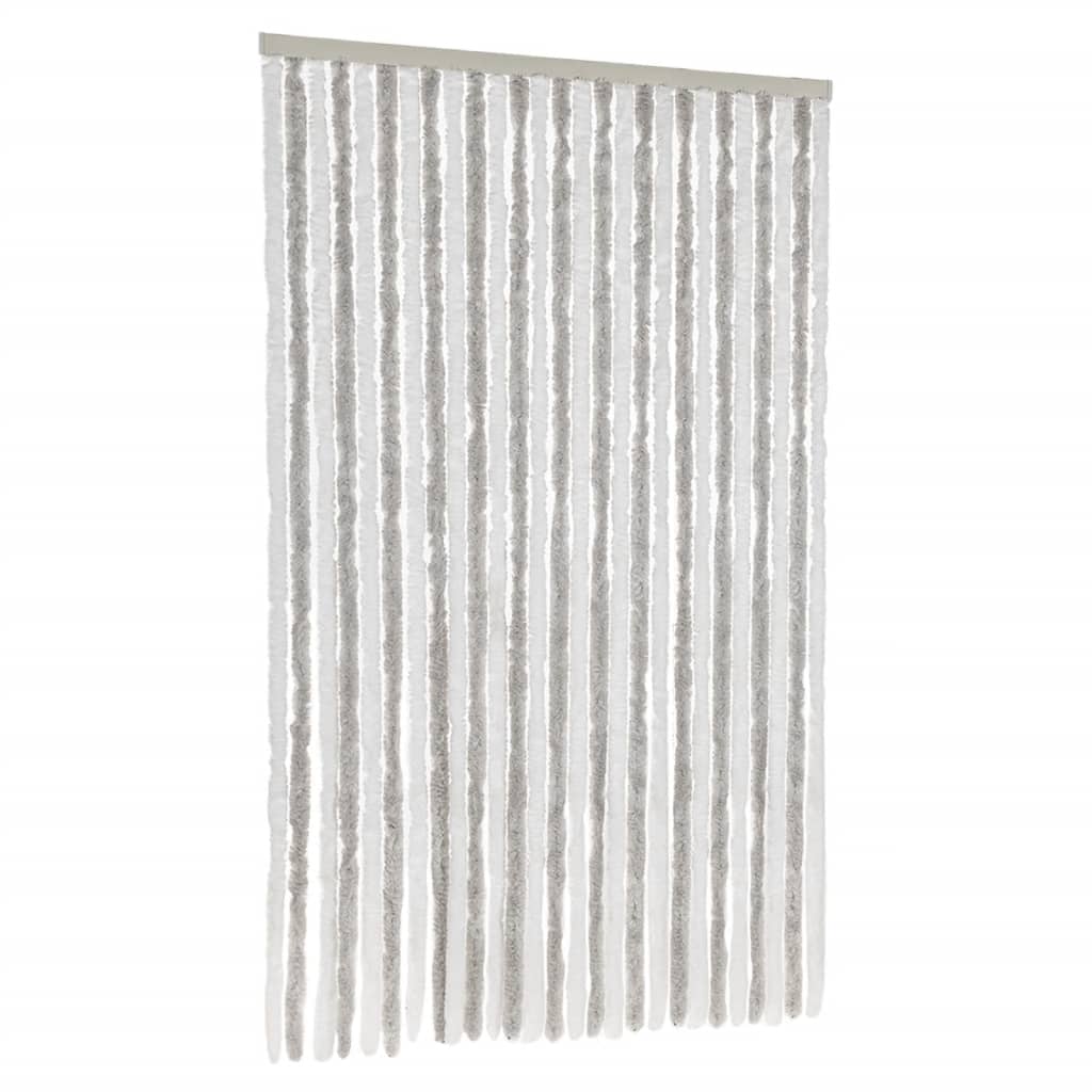 Vidaxx Fliegenvorhang 118x220 cm Chenille Hellgrau und Weiß
