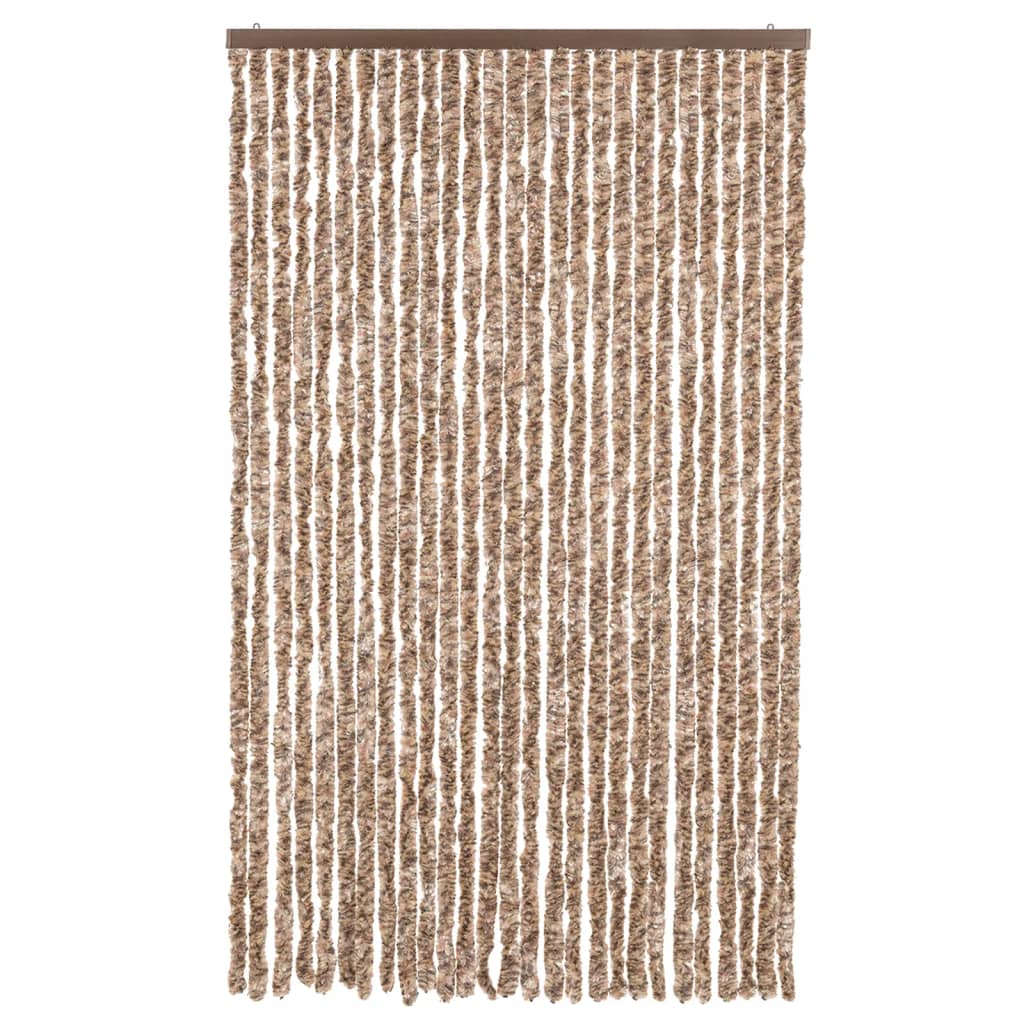 Vidaxx Fliegenvorhang 118x220 cm Chenille Beige und Dunkelbraun