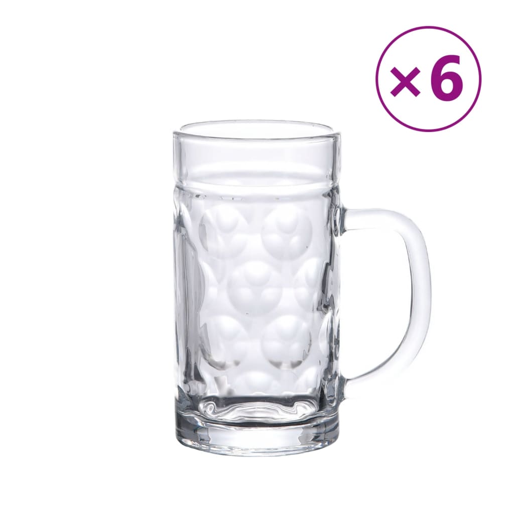 VidaXL Bierkrüge mit Henkel 6 Stück 500 ml Glas