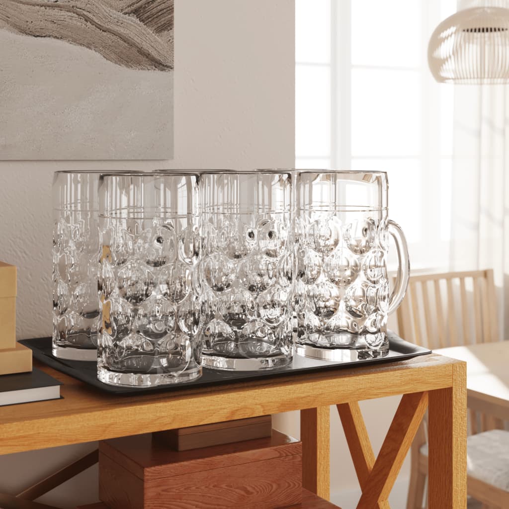 VidaXL Bierkrüge mit Henkel 6 Stück 1000 ml Glas