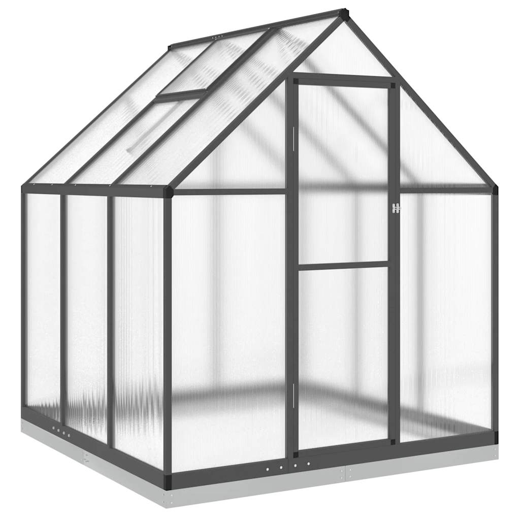 VidaXL Gartengewächshaus mit Grundrahmen 169x169x202 cm, Farbe Aluminium Anthrazit