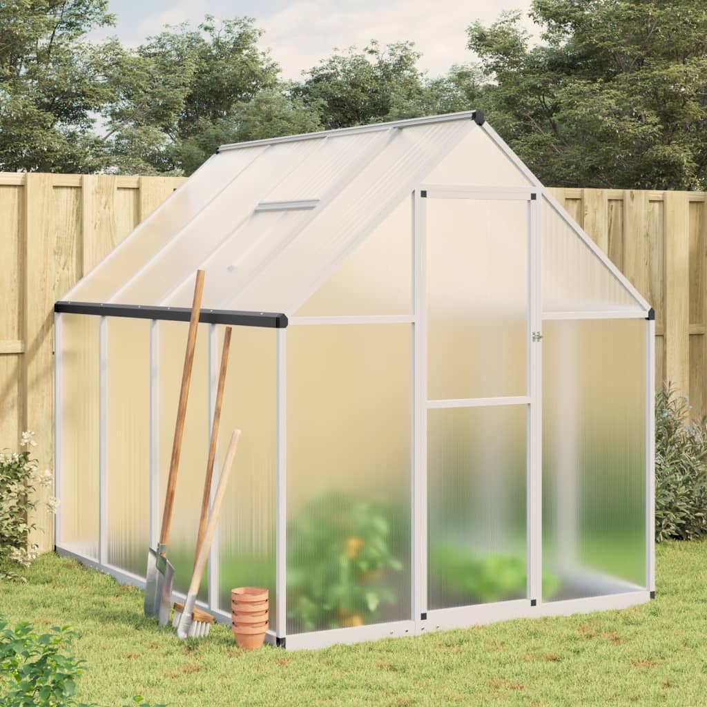 VidaXL Gartengewächshaus mit Grundgestell 224x169x195 cm Aluminium silberfarben