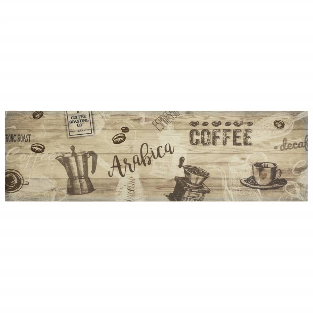 Vidaxx Küchenmatte waschbar Kaffeedruck 45x150 cm samtbraun