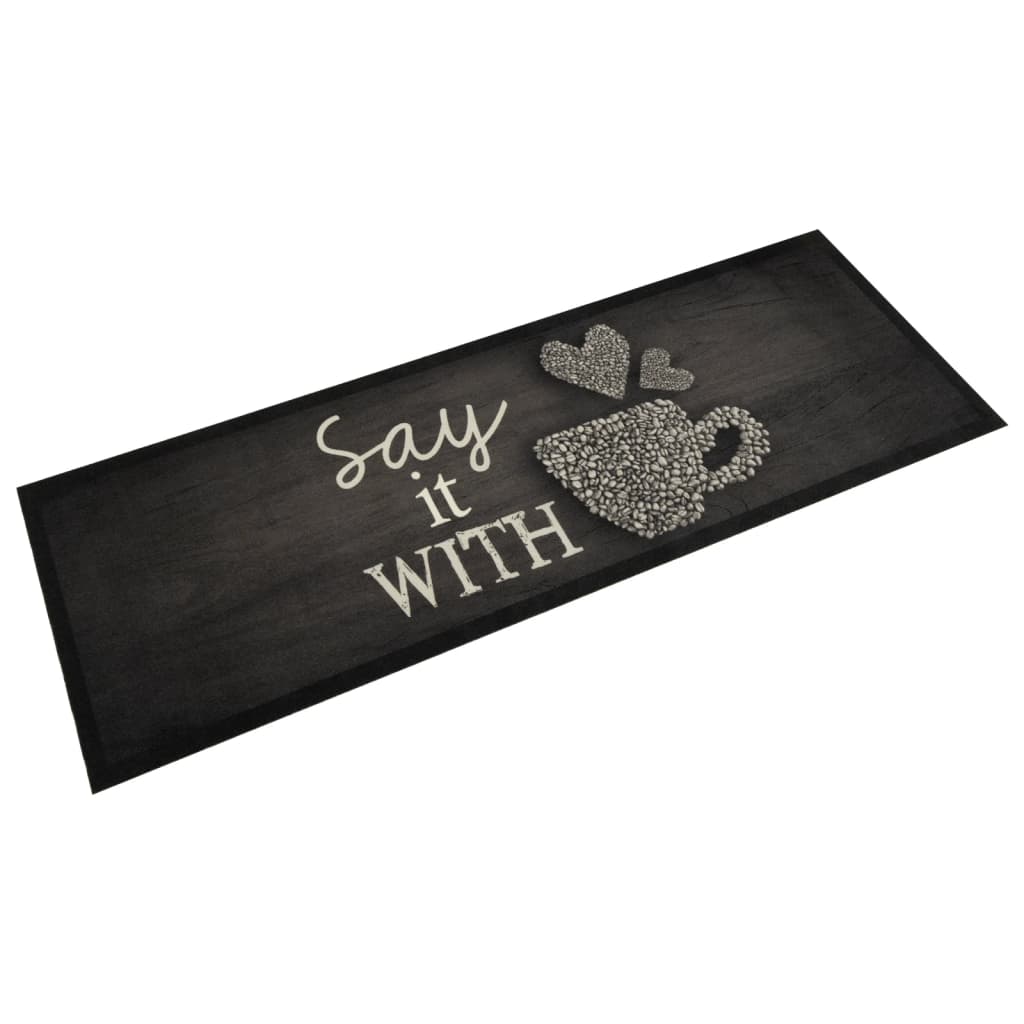 Vidaxx Küchenmatte waschbar Tassendruck 60x180 cm samtschwarz