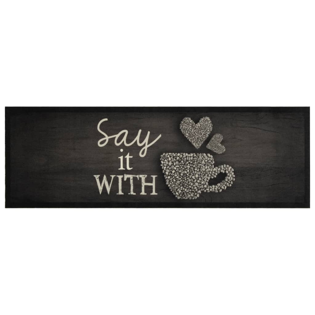 Vidaxx Küchenmatte waschbar Tassendruck 60x180 cm samtschwarz