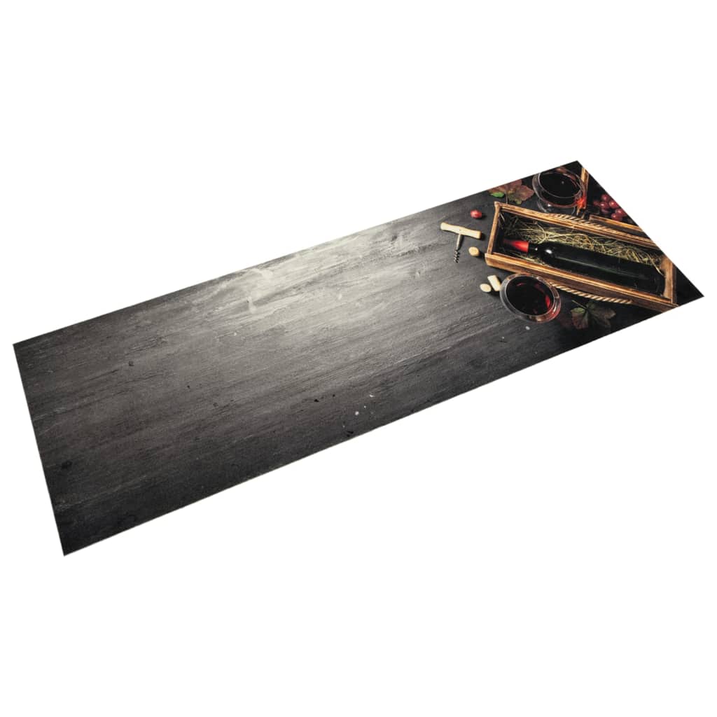 Vidaxx Küchenmatte waschbarer Weinflaschendruck 45x150 cm Samt