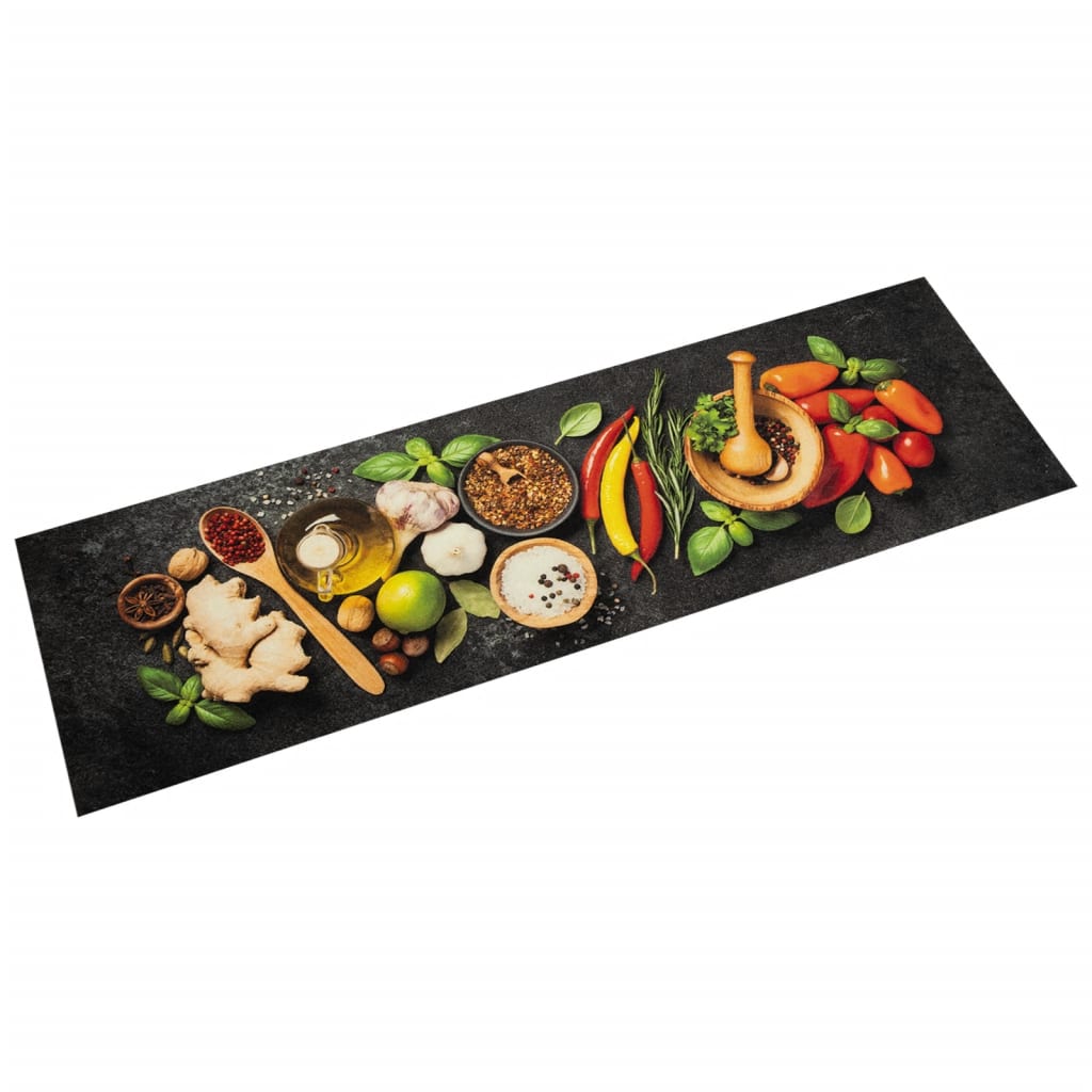 Vidaxx Küchenmatte waschbarer Kräuterdruck 45x150 cm Samt
