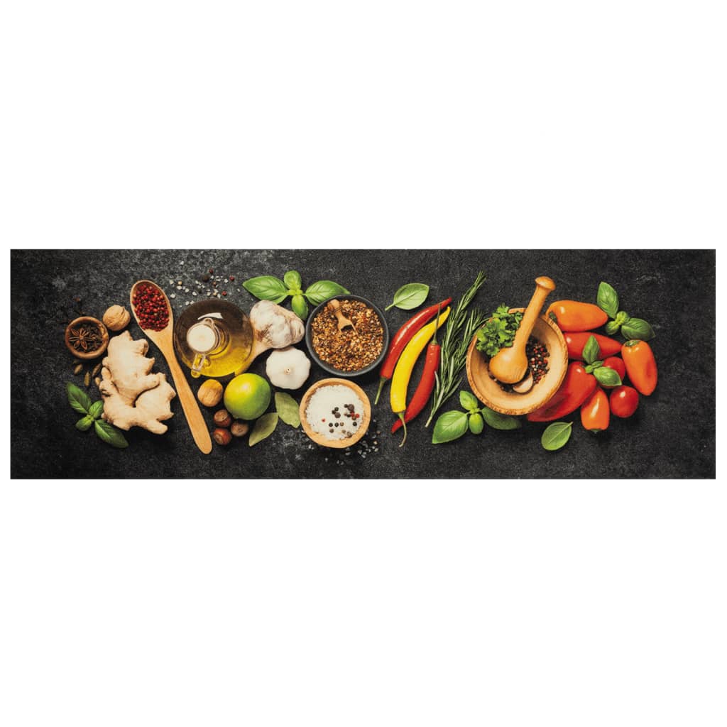 VidaXL Küchenmatte waschbarer Kräuterdruck 60x180 cm Samt