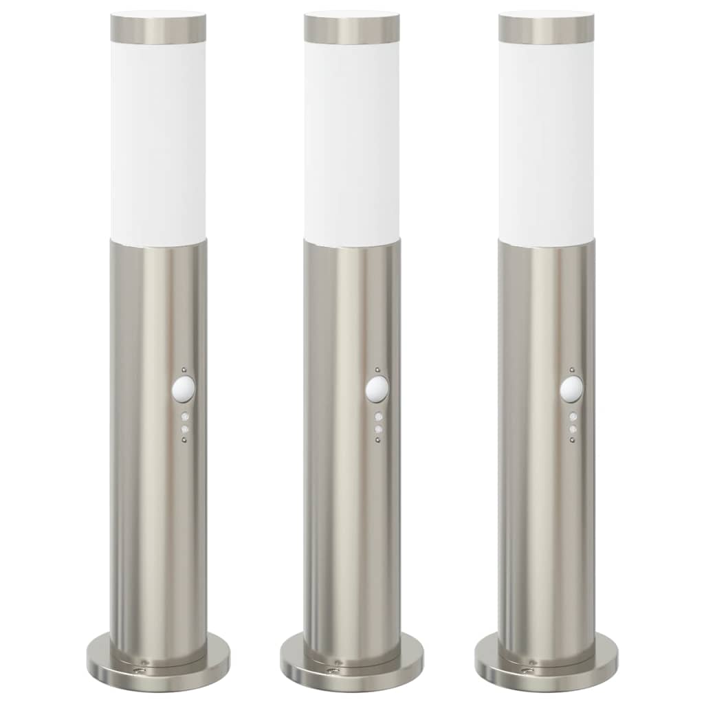 VidaXL Pollerbeleuchtung mit Sensor 3 Stück 50 cm Edelstahl IP44