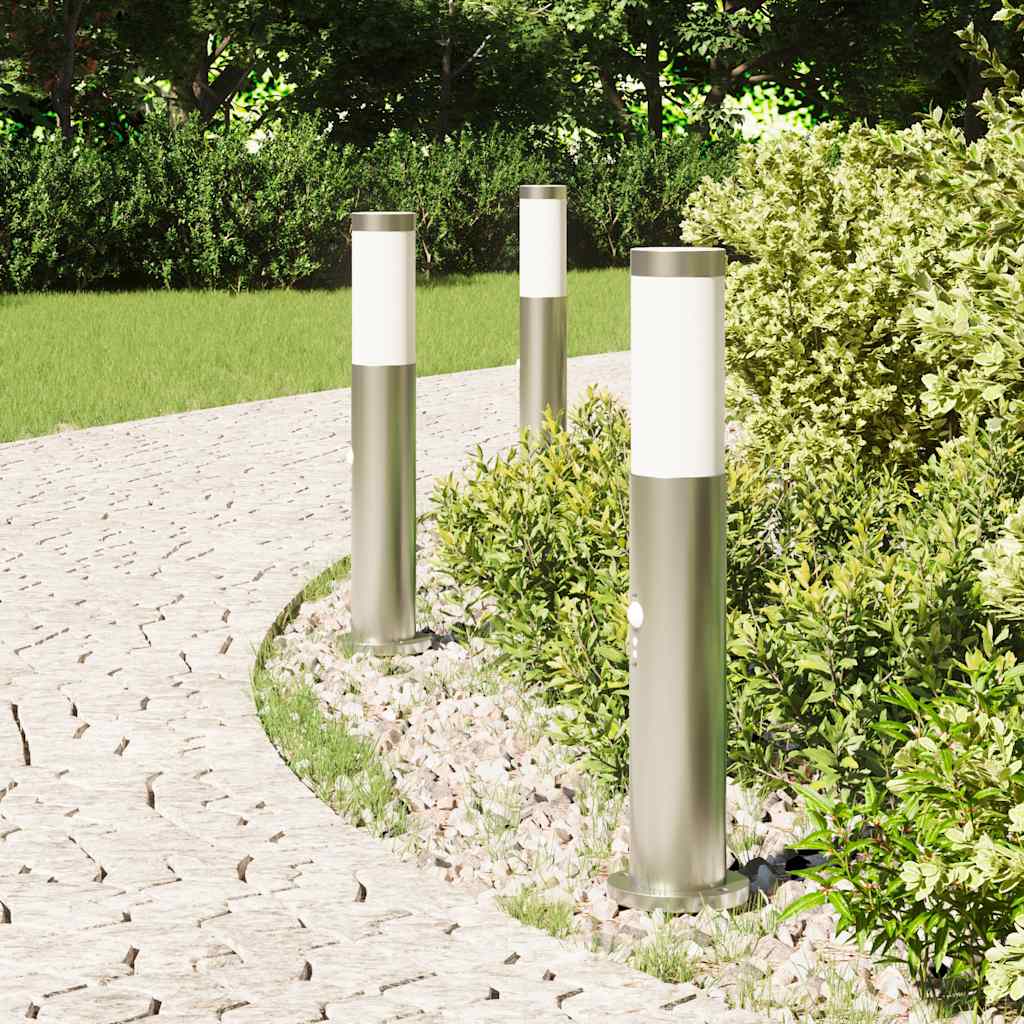 VidaXL Pollerbeleuchtung mit Sensor 3 Stück 50 cm Edelstahl IP44