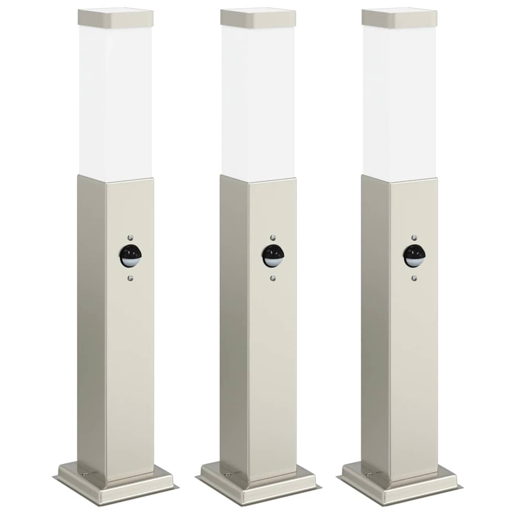 VidaXL Pollerbeleuchtung mit Sensor 3 Stück 50 cm Edelstahl IP44