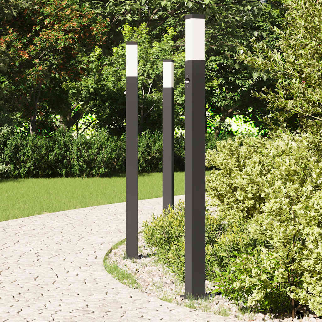 Vidaxx Pollerbeleuchtung mit Sensor 3 Stück 110 cm schwarz IP44