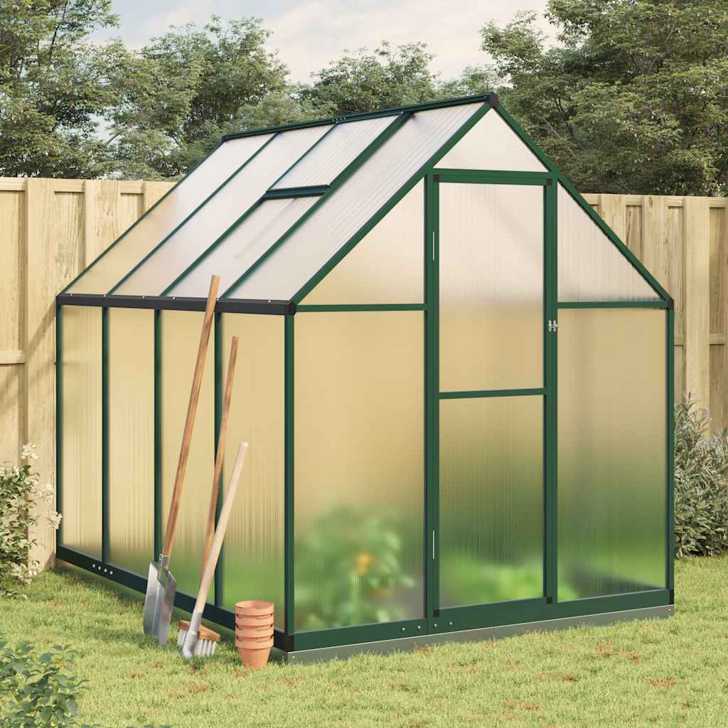 VidaXL Gartengewächshaus mit Grundrahmen 224x169x202 cm Aluminium grün