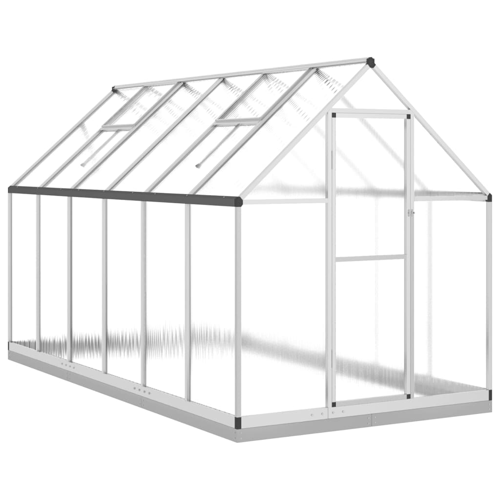 VidaXL Gartengewächshaus mit Grundgestell 334x169x202 cm Aluminium Silber