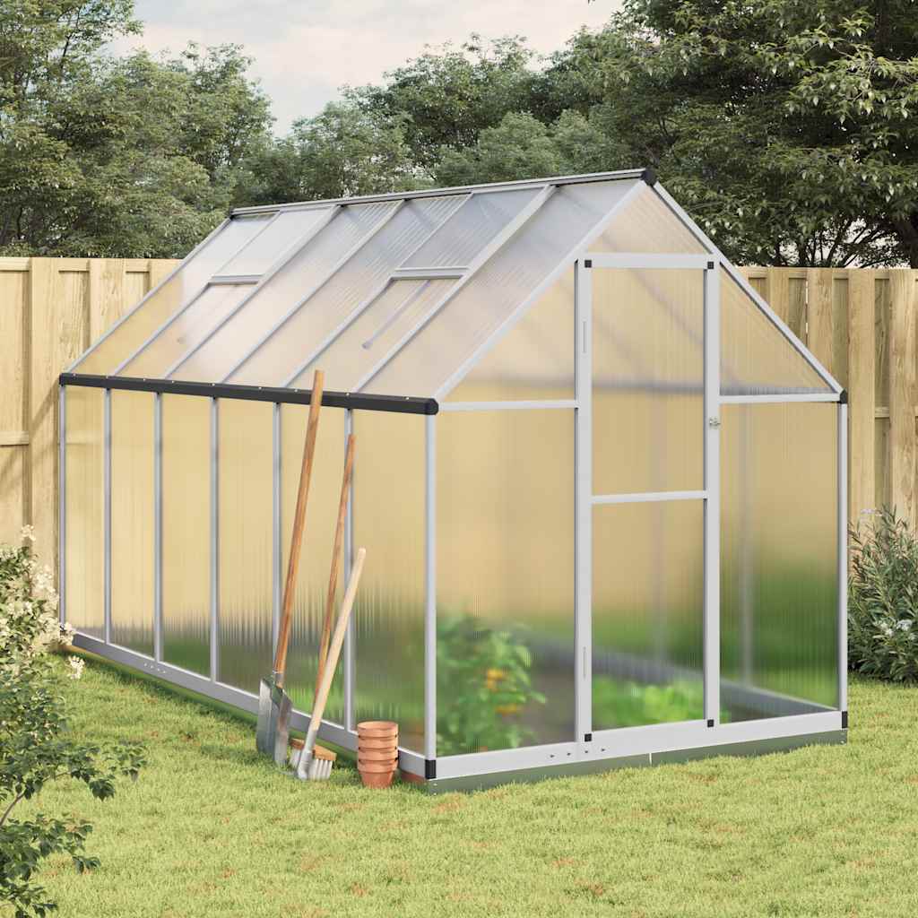 VidaXL Gartengewächshaus mit Grundgestell 334x169x202 cm Aluminium Silber