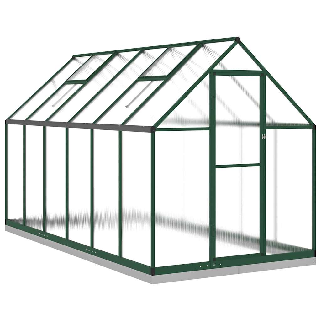 VidaXL Gartengewächshaus mit Grundrahmen 334x169x202 cm Aluminium grün