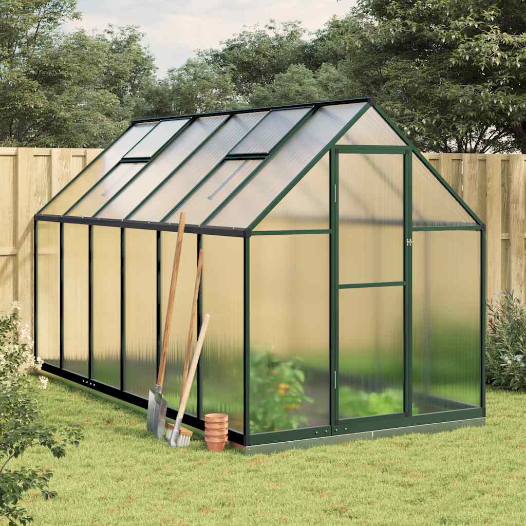 VidaXL Gartengewächshaus mit Grundrahmen 334x169x202 cm Aluminium grün