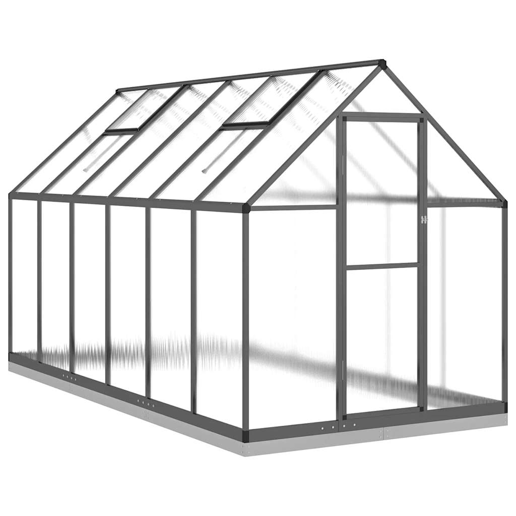 VidaXL Gartengewächshaus mit Grundrahmen 334x169x202 cm, Farbe Aluminium Anthrazit