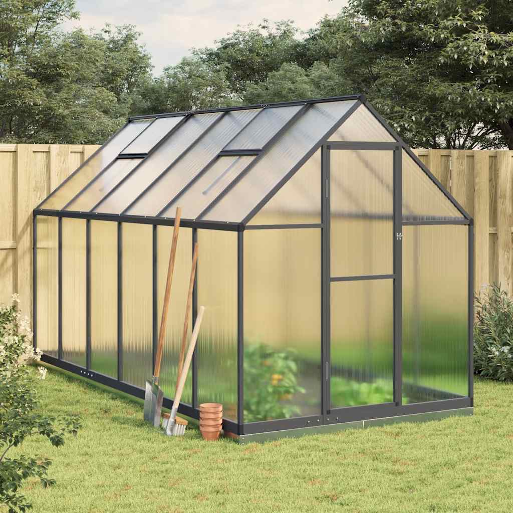VidaXL Gartengewächshaus mit Grundrahmen 334x169x202 cm, Farbe Aluminium Anthrazit