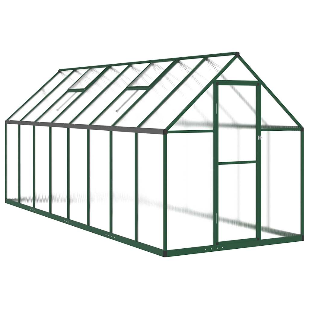 VidaXL Gartengewächshaus mit Grundrahmen 445x169x195 cm Aluminium grün