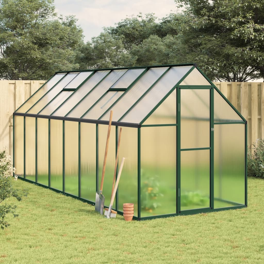 VidaXL Gartengewächshaus mit Grundrahmen 445x169x195 cm Aluminium grün