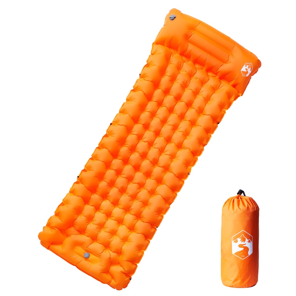 Vidaxl Campingmatratze mit Kissen selbstaufblasend 1-Personen orange