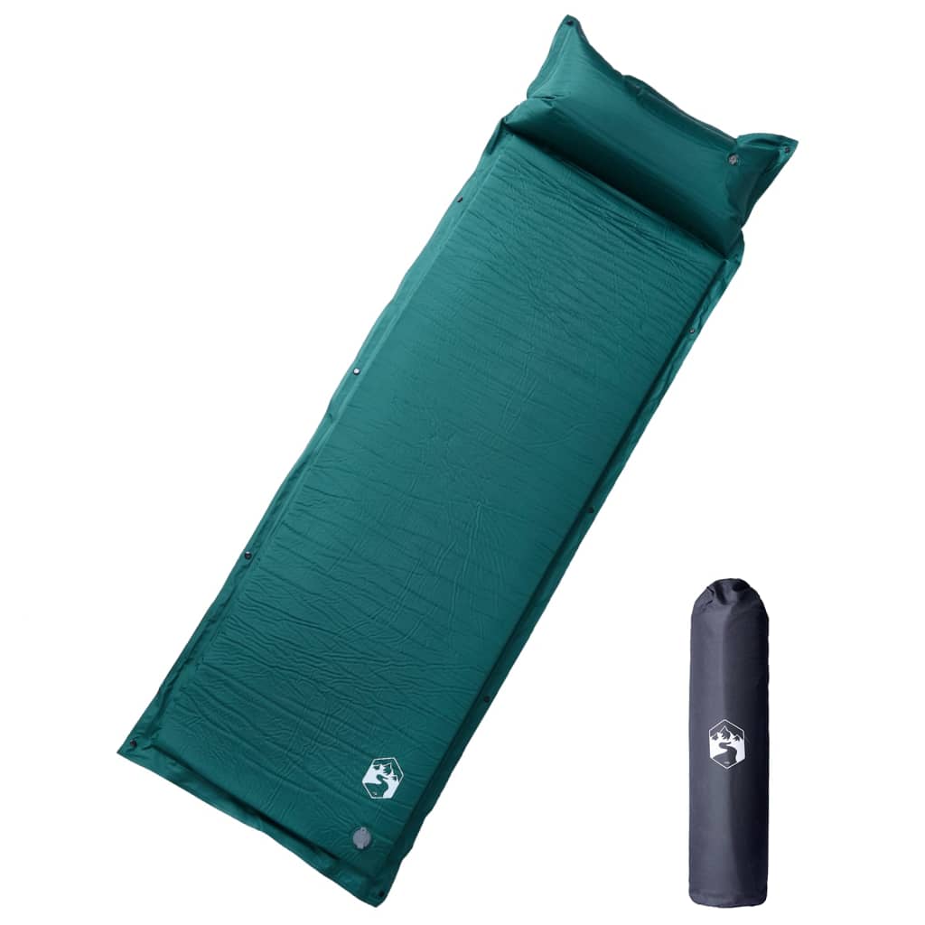 Vidaxl Campingmatratze mit Kissen selbstaufblasend 1-Personen grün