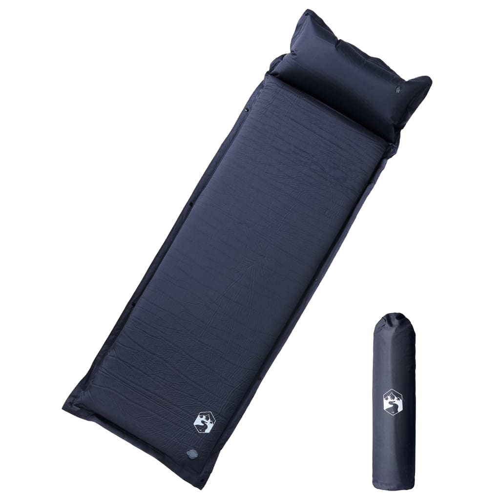 Vidaxl Campingmatratze mit Kissen selbstaufblasend 1-Personen grau