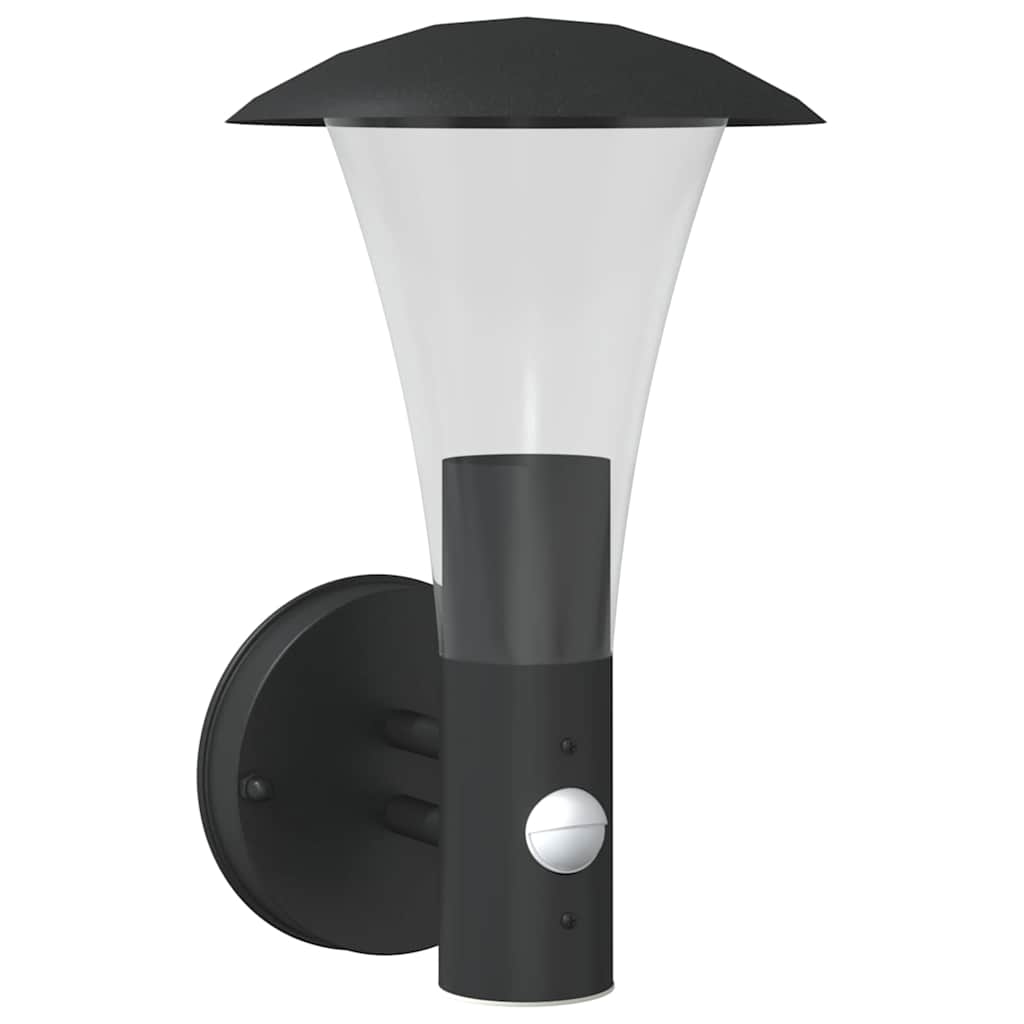 VidaXL Außenwandleuchte mit Sensor Edelstahl schwarz