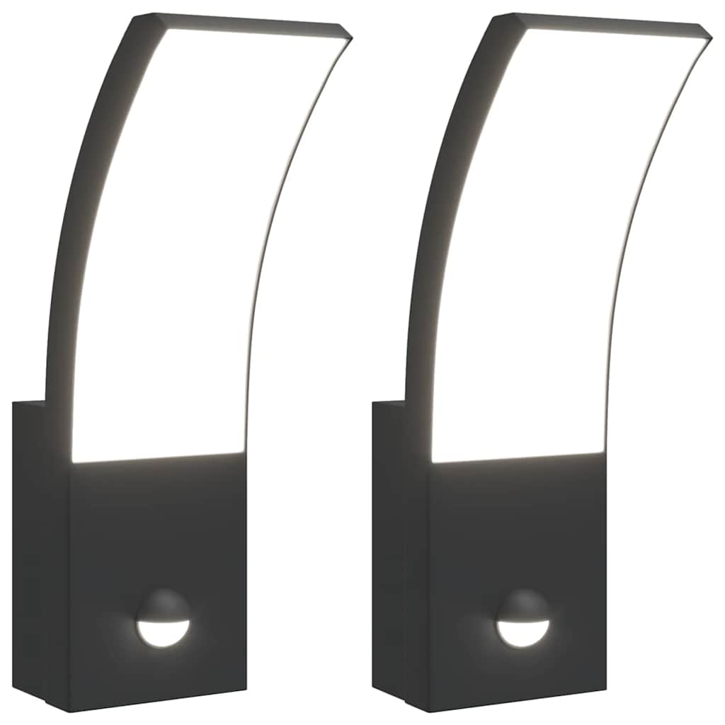 Vidaxx Außenwandleuchten, 2 Stück LED mit Sensoren, Aluminiumguss schwarz