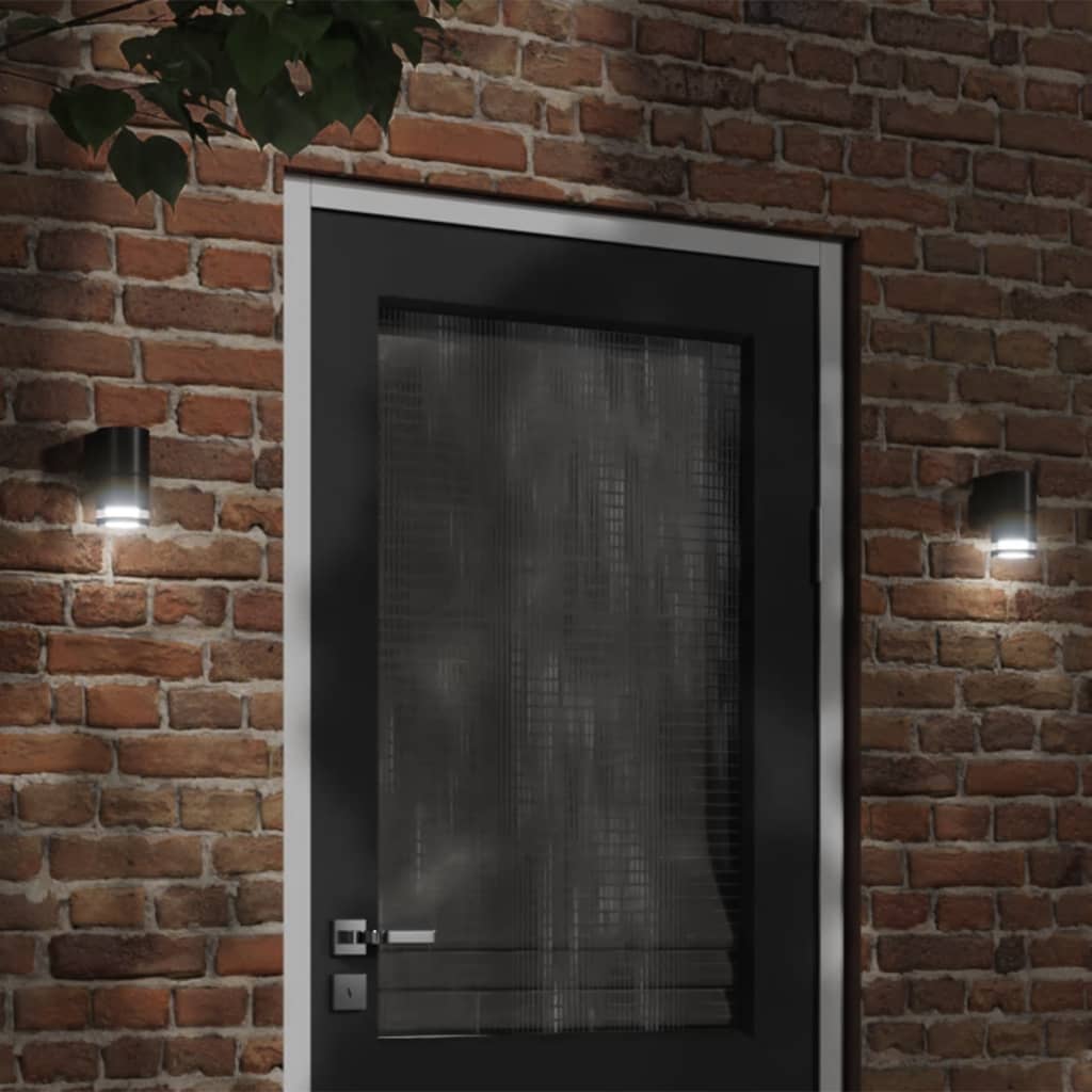 VidaXL Außenwandleuchten 2 Stück Aluminiumguss schwarz