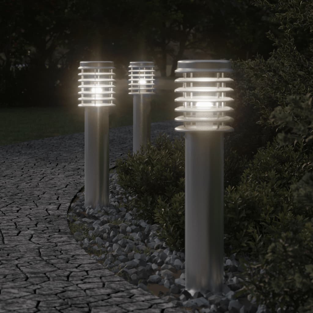 VidaXL Außenstehleuchte 3 Stk. 60 cm Edelstahl silberfarben