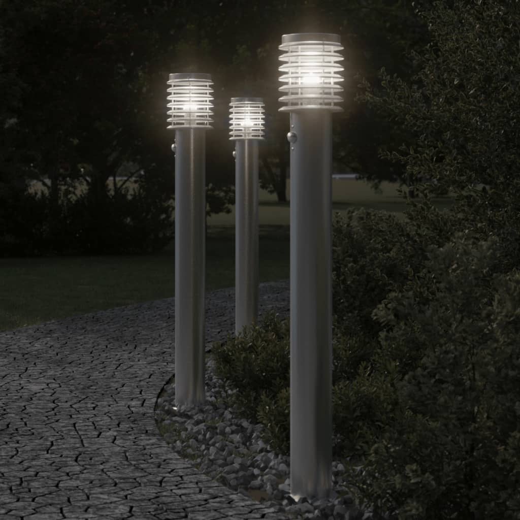 Vidaxx Außenstehleuchten 3 Stk. mit Sensoren 110 cm Edelstahl silber
