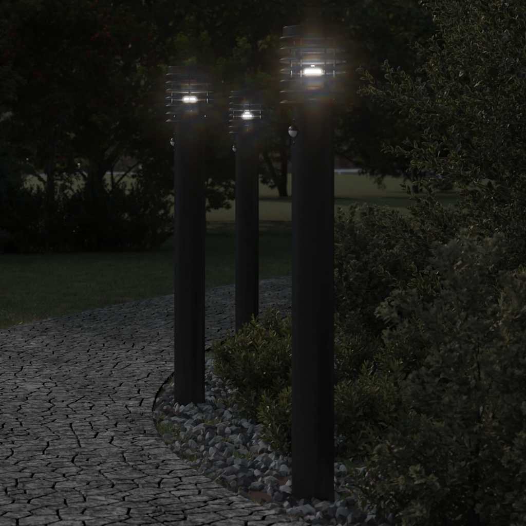 Vidaxx Außenstehleuchten 3 Stk. mit Sensoren 110 cm Edelstahl schwarz