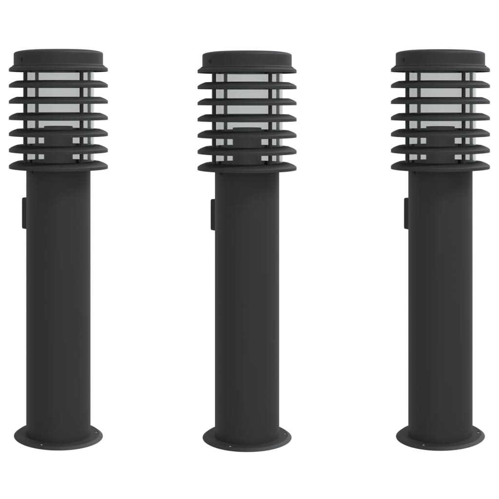Vidaxx Außenstehleuchten 3 Stk. Fassung 60 cm Edelstahl schwarz