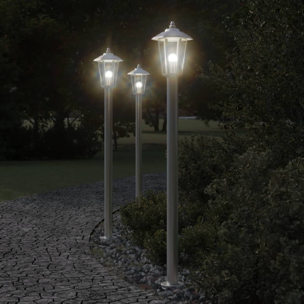 Vidaxx Außenstehleuchte 3 Stk. 120 cm Edelstahl silberfarben