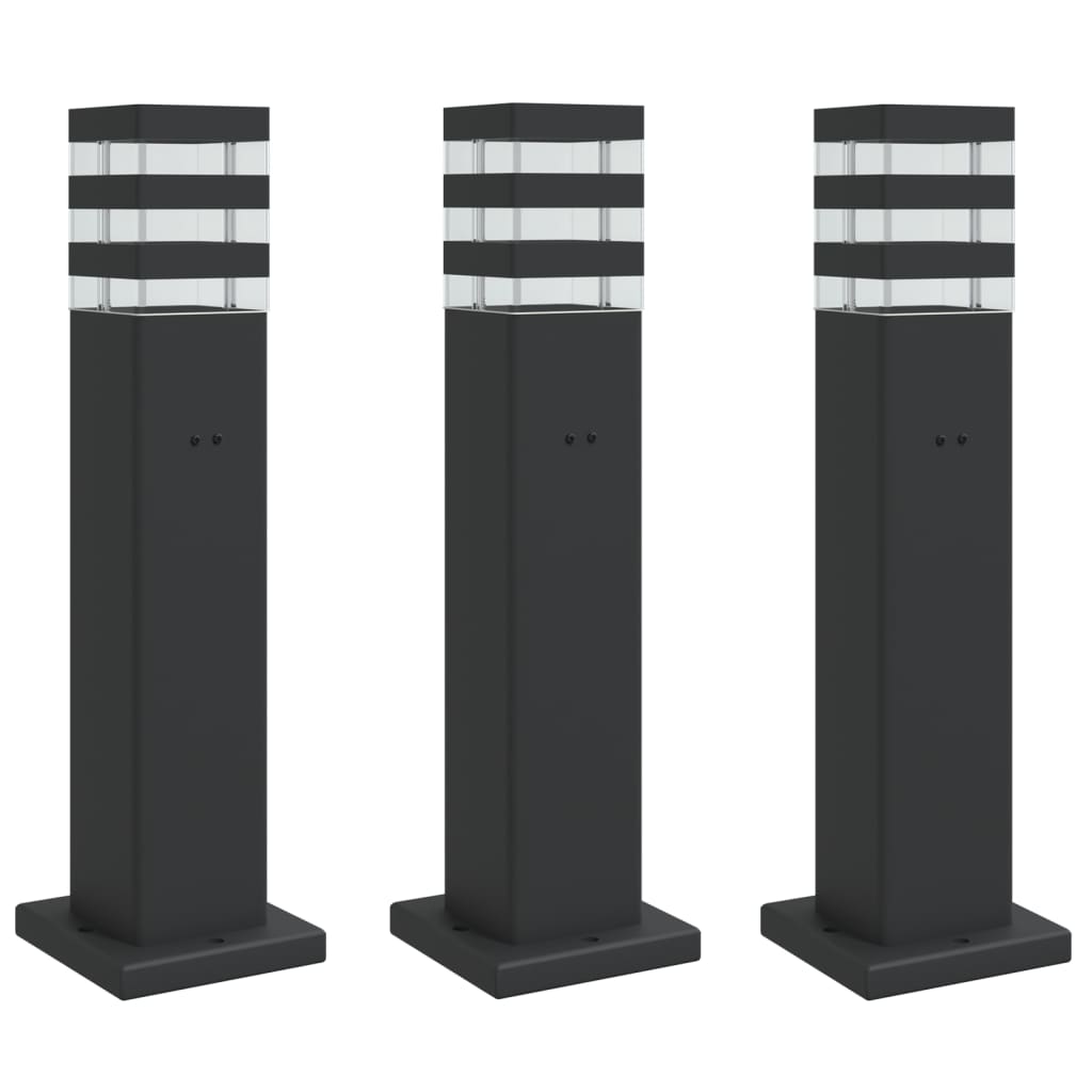 Vidaxx Außenstehleuchten 3 Stück mit Fassung 50 cm Aluminium schwarz