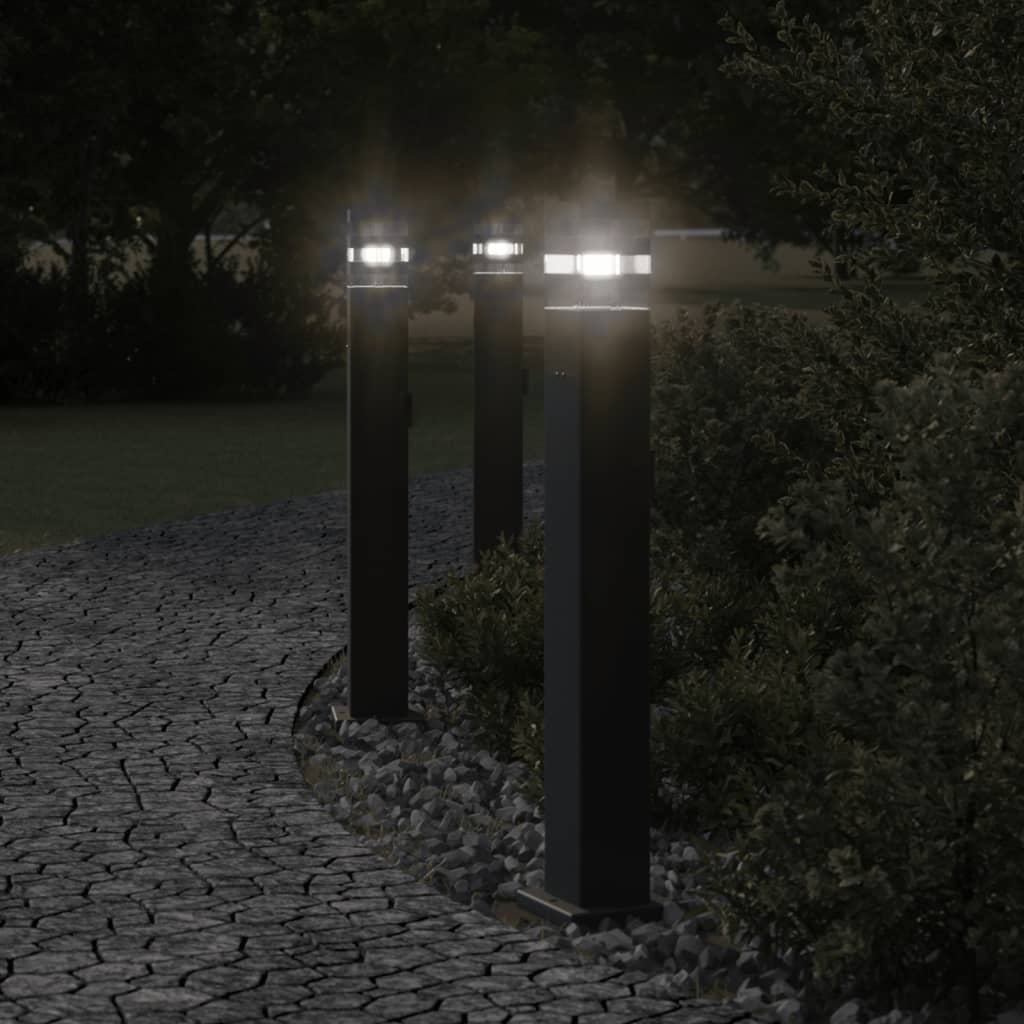 Vidaxx Außenstehleuchten 3 Stück mit Fassung 80 cm Aluminium schwarz