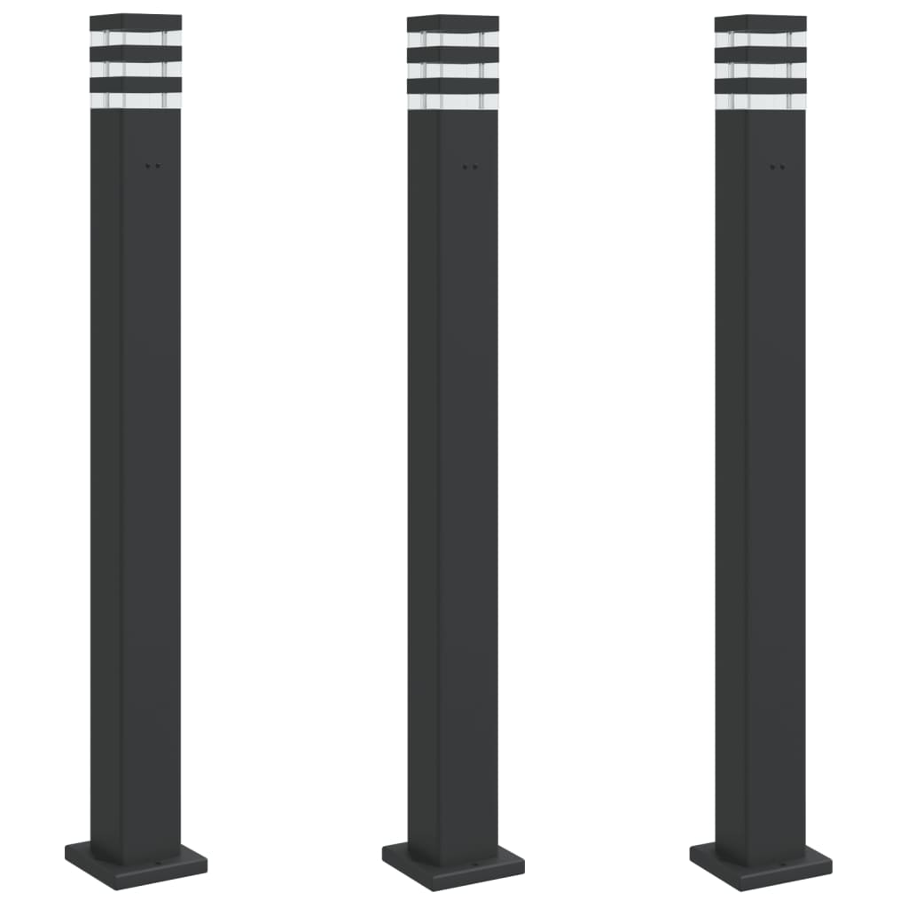 Vidaxx Außenstehleuchten 3 Stück mit Fassung 110 cm Aluminium schwarz