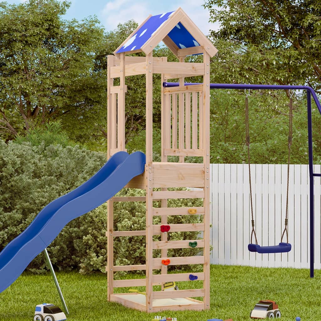 VidaXL Spielturm mit Felswand 85x52,5x239 cm massives Kiefernholz