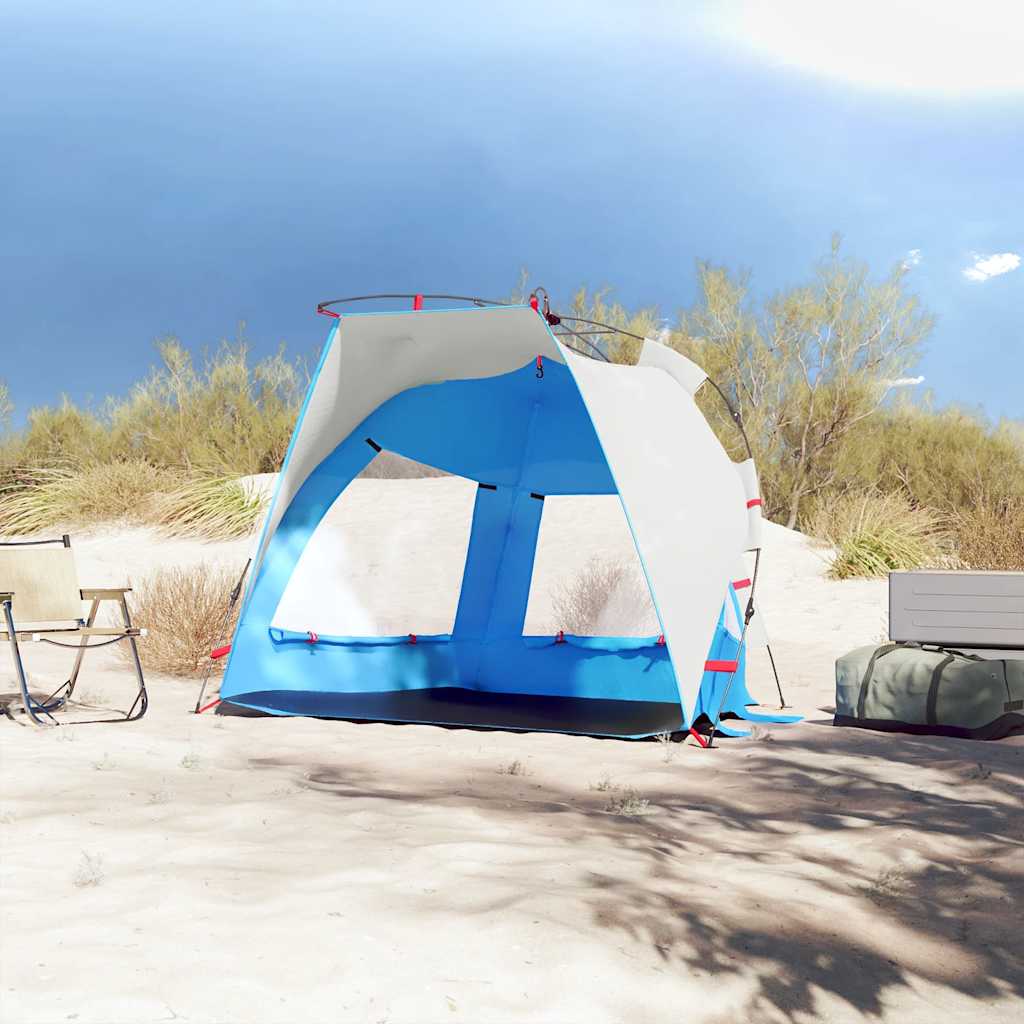 VidaXL Strandzelt 2-Personen wasserdicht Schnellspanner azurblau