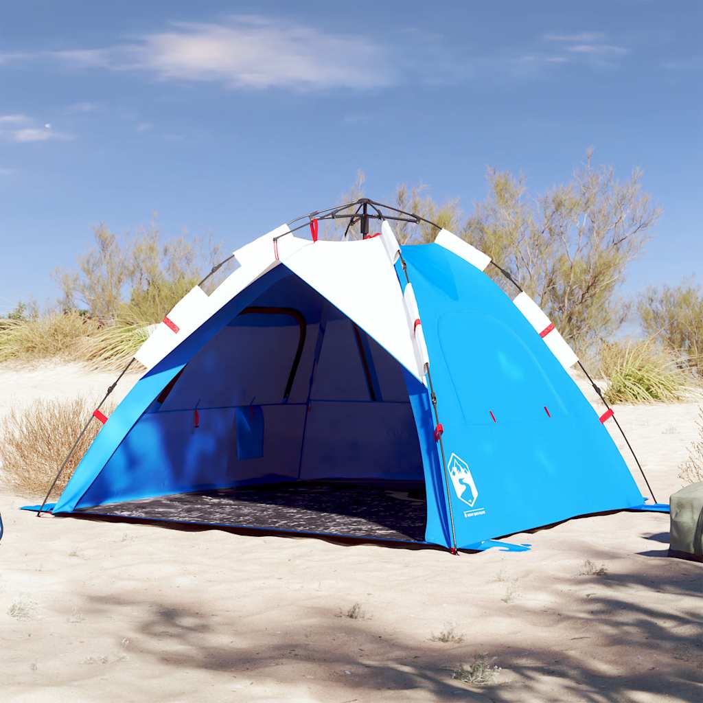 VidaXL Strandzelt 3-Personen wasserdicht Schnellspanner azurblau